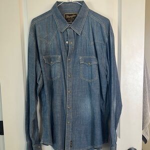 Wrangler Men's Blue Denim Shirt XL